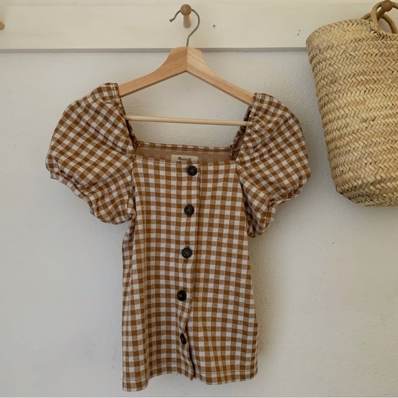 Madewell Tops - MADEWELL Gingham Prairie Blouse size XS